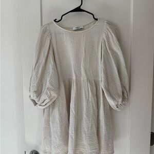 Carly Jean Cream Tiered Sundress with Bishop Sleeves